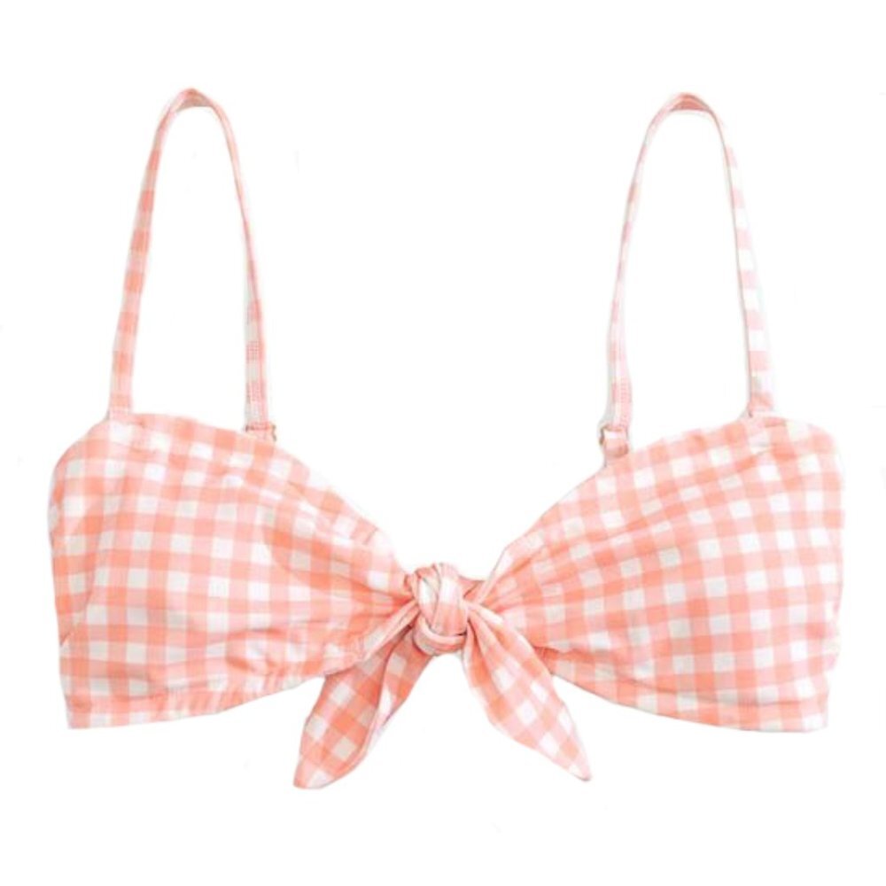 NWT Southern Tide Conch Shell Gingham Bandeau Bikini Top Small S